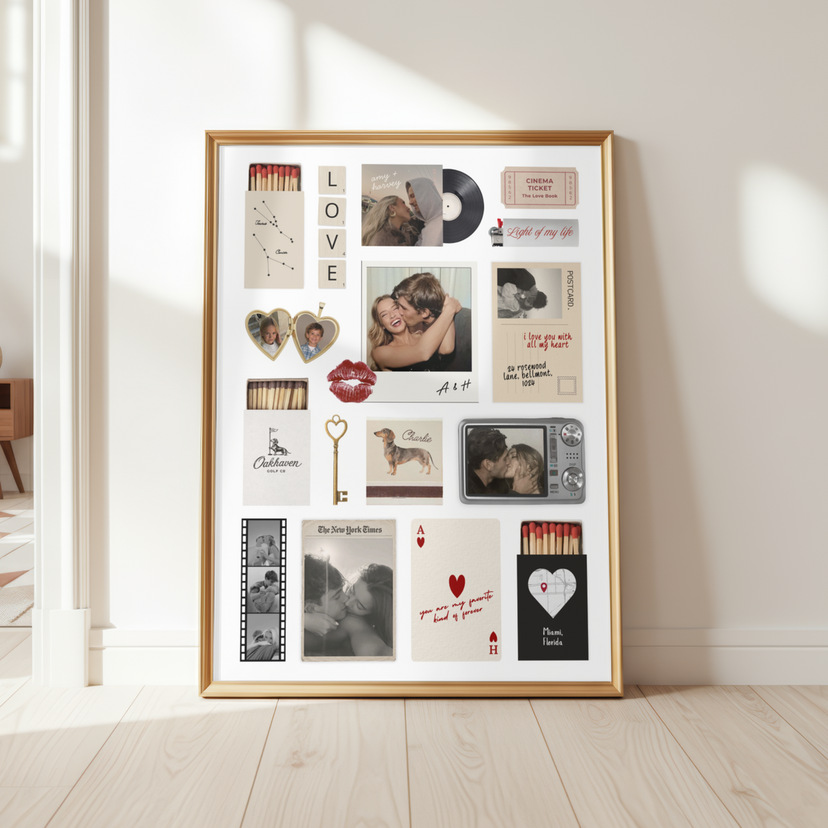 Matchbook Poster Template, DIY Custom Matchbox Art, Personalized Unique Anniversary Gift for Boyfriend and Girlfriend
