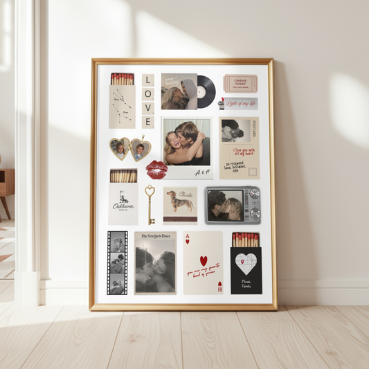 Matchbook Poster Template, DIY Custom Matchbox Art, Personalized Unique Anniversary Gift for Boyfriend and Girlfriend