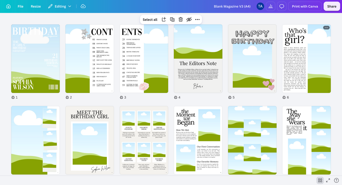 Birthday Magazine Canva Template